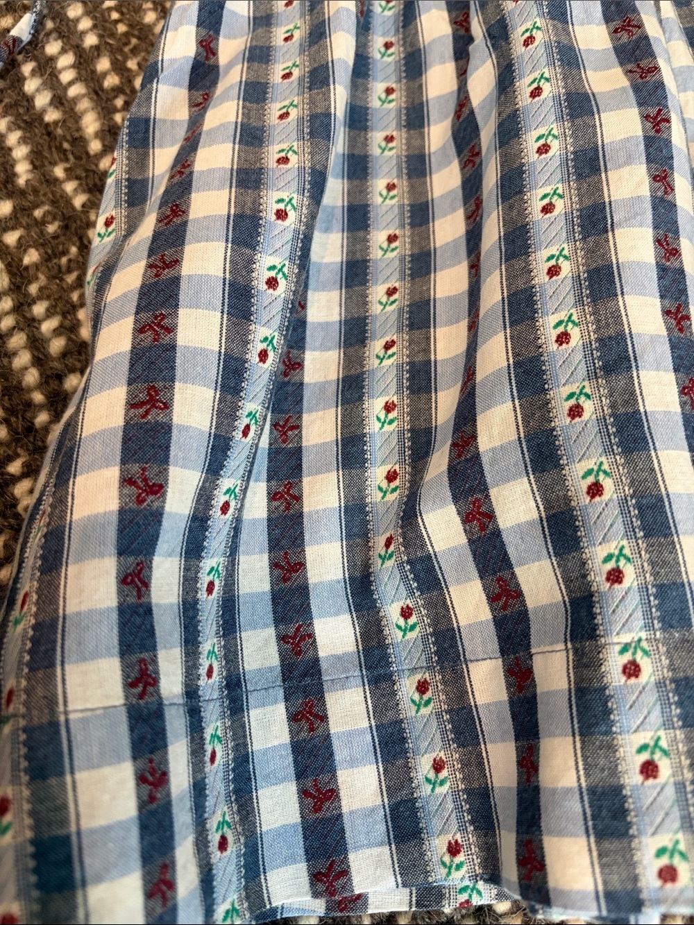Smocked Puff-Sleeve Mini Dress in Blue Plaid - Picture 6 of 8